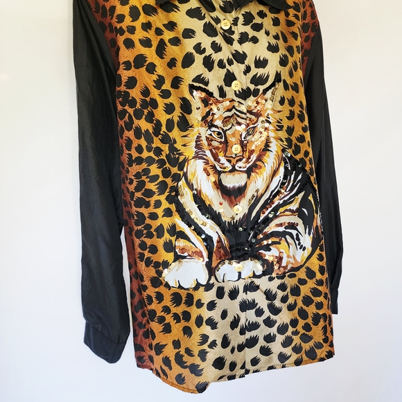 Diane Gilman Black and Brown Leopard Button Down Shirt - Picture 14 of 14